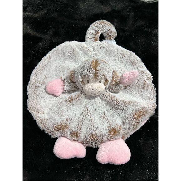Nat & Jules Monkey Baby Lovey Plush Brown Security Blanket Circle - Picture 1 of 4